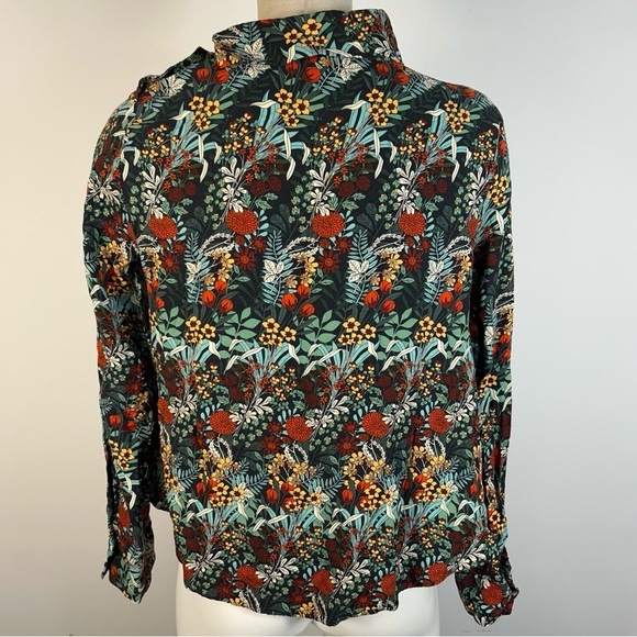 ❤️ Zara Black Floral Asymmetrical Blouse M - Picture 4 of 9